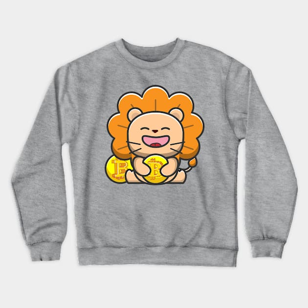 lion huging bitcoin Crewneck Sweatshirt by fflat hds